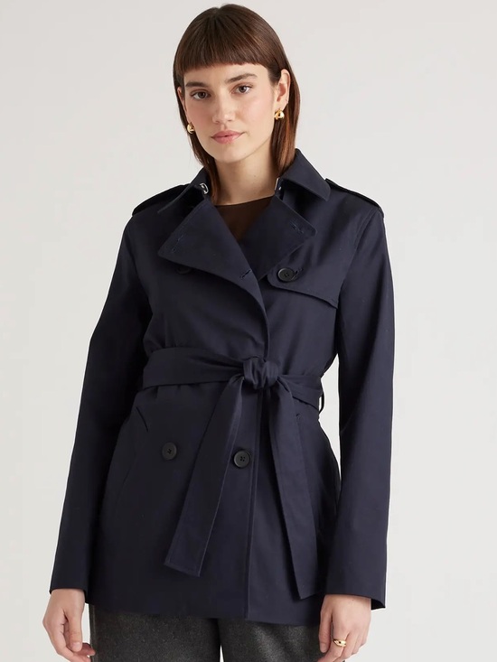 Quince Jackets & Blazers - NWT QUINCE Classic Comfort Stretch Short Trench Coat Navy XS 9568